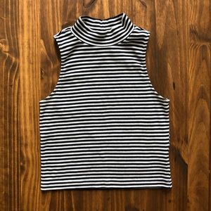 Stripped navy blue and white crop top